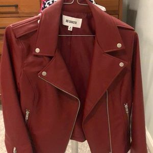 BB Dakota deep red vegan  "leather " jacket